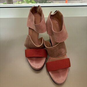 VPL by LD Tuttle Strappy Heels Pink, Brown, and Red (Size 7.5)